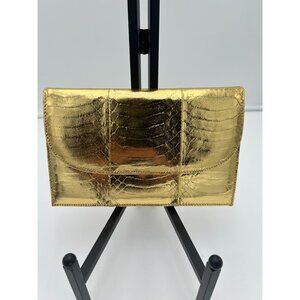 Brand New Stefani Gold Faux Leather Handbag – Metallic Evening Shoulder Bag / Cr